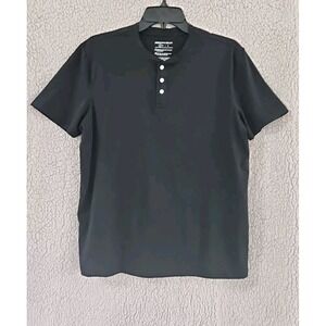 PDC Paper Denim Cloth Black Short Sleeve Knit UPF 50 Shirt Mens S Stretch Cotton